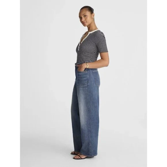 MADEWELL $148 The Curvy Perfect Vintage Wide-Leg Jeans Harvey Wash Size 26P - Picture 3 of 16